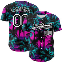Load image into Gallery viewer, Custom Pink Black-White 3D Pattern Design Beach Hawaii Palm Trees Authentic Baseball Jersey