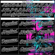 Load image into Gallery viewer, Custom Pink Black-White 3D Pattern Design Beach Hawaii Palm Trees Authentic Baseball Jersey