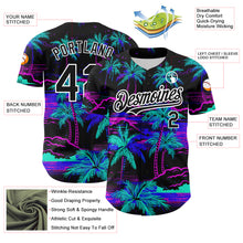 Load image into Gallery viewer, Custom Black White 3D Pattern Design Beach Hawaii Palm Trees Authentic Baseball Jersey