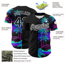 Load image into Gallery viewer, Custom Black White 3D Pattern Design Beach Hawaii Palm Trees Authentic Baseball Jersey