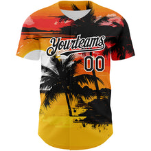 Load image into Gallery viewer, Custom Yellow Black White 3D Pattern Design Beach Hawaii Palm Trees Authentic Baseball Jersey