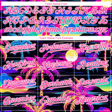 Load image into Gallery viewer, Custom Black Pink-White 3D Pattern Design Beach Hawaii Palm Trees Authentic Baseball Jersey