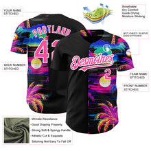 Load image into Gallery viewer, Custom Black Pink-White 3D Pattern Design Beach Hawaii Palm Trees Authentic Baseball Jersey