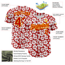 Load image into Gallery viewer, Custom Red Yellow 3D Pattern Design Tropical Hawaii Flower Authentic Baseball Jersey