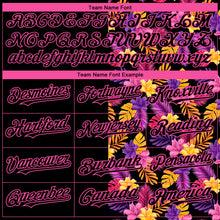Load image into Gallery viewer, Custom Black Pink 3D Pattern Design Tropical Flower And Hawaii Palm Leaves Authentic Baseball Jersey
