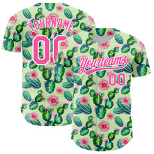 Load image into Gallery viewer, Custom Green Pink-White 3D Pattern Design Cactus Festival Authentic Baseball Jersey