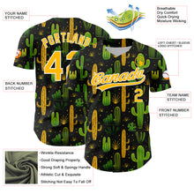 Load image into Gallery viewer, Custom Black Gold-White 3D Pattern Design Cactus Festival Authentic Baseball Jersey