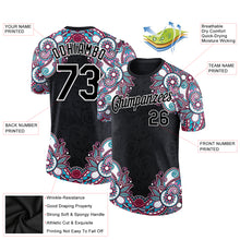 Load image into Gallery viewer, Custom Black White 3D Pattern Floral Design Performance T-Shirt