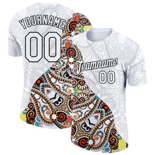 Load image into Gallery viewer, Custom White Black 3D Pattern Floral Design Performance T-Shirt