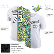 Load image into Gallery viewer, Custom White Black 3D Pattern Floral Design Performance T-Shirt