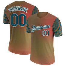 Load image into Gallery viewer, Custom Orange Teal-White 3D Pattern Floral Design Performance T-Shirt