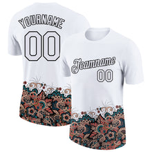 Load image into Gallery viewer, Custom White Black 3D Pattern Floral Design Performance T-Shirt