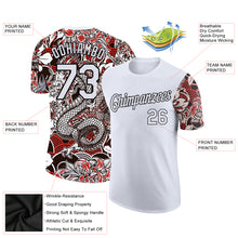 Load image into Gallery viewer, Custom White Black 3D Pattern Floral Design Performance T-Shirt