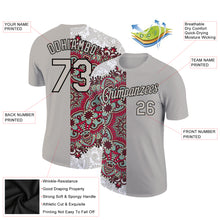 Load image into Gallery viewer, Custom Light Gray Black 3D Pattern Floral Design Performance T-Shirt