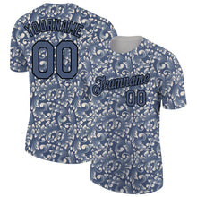 Load image into Gallery viewer, Custom Blue Black 3D Pattern Floral Design Performance T-Shirt