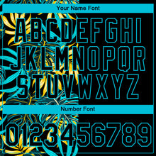 Load image into Gallery viewer, Custom Black Lakes Blue 3D Pattern Design Hawaii Tropical Palm Leaves Performance T-Shirt