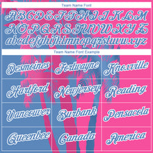 Load image into Gallery viewer, Custom Pink Light Blue-White 3D Pattern Design Hawaii Coconut Trees Performance T-Shirt