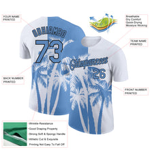 Load image into Gallery viewer, Custom White Light Blue-Black 3D Pattern Design Hawaii Coconut Trees Performance T-Shirt