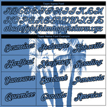 Load image into Gallery viewer, Custom White Light Blue-Black 3D Pattern Design Hawaii Coconut Trees Performance T-Shirt