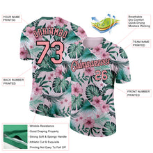 Load image into Gallery viewer, Custom Pink Medium Pink-Black 3D Pattern Design Hawaii Palm Leaves And Flowers Performance T-Shirt