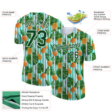 Load image into Gallery viewer, Custom White Green 3D Pattern Design Hawaii Tropical Palm Leaves And Pineapple Performance T-Shirt