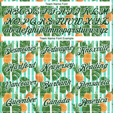 Load image into Gallery viewer, Custom White Green 3D Pattern Design Hawaii Tropical Palm Leaves And Pineapple Performance T-Shirt