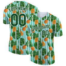 Load image into Gallery viewer, Custom White Green 3D Pattern Design Hawaii Tropical Palm Leaves And Pineapple Performance T-Shirt