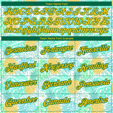 Load image into Gallery viewer, Custom White Yellow-Kelly Green 3D Pattern Design Hawaii Tropical Palm Leaves And Pineapple Performance T-Shirt