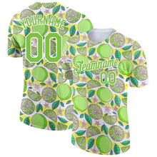 Load image into Gallery viewer, Custom White Neon Green 3D Pattern Design Lime Performance T-Shirt