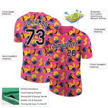 Load image into Gallery viewer, Custom Hot Pink Black-White 3D Pattern Design Hawaii Tropical Palm Leaves And Pineapple Performance T-Shirt