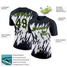 Load image into Gallery viewer, Custom Black Neon Green-White 3D Pattern Design Abstract Sharp Shape Performance T-Shirt