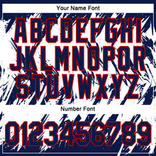 Load image into Gallery viewer, Custom Navy White-Red 3D Pattern Design Abstract Sharp Shape Performance T-Shirt