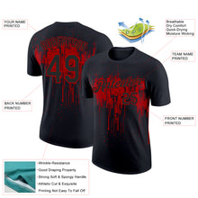 Load image into Gallery viewer, Custom Black Red 3D Pattern Design Dripping Splatter Art Performance T-Shirt