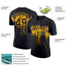 Load image into Gallery viewer, Custom Black Gold 3D Pattern Design Dripping Splatter Art Performance T-Shirt