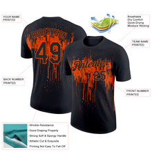 Load image into Gallery viewer, Custom Black Orange 3D Pattern Design Dripping Splatter Art Performance T-Shirt