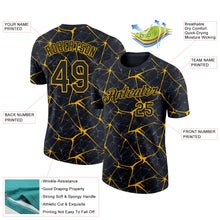 Load image into Gallery viewer, Custom Black Gold 3D Pattern Design Abstract Network Performance T-Shirt