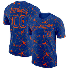 Load image into Gallery viewer, Custom Royal Orange 3D Pattern Design Abstract Network Performance T-Shirt