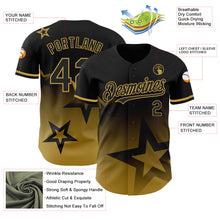 Load image into Gallery viewer, Custom Black Old Gold 3D Pattern Design Gradient Style Twinkle Star Authentic Baseball Jersey