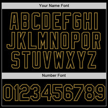 Load image into Gallery viewer, Custom Black Old Gold 3D Pattern Design Gradient Style Twinkle Star Authentic Baseball Jersey