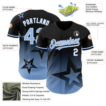 Load image into Gallery viewer, Custom Black Light Blue-White 3D Pattern Design Gradient Style Twinkle Star Authentic Baseball Jersey