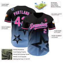 Load image into Gallery viewer, Custom Black Pink-Light Blue 3D Pattern Design Gradient Style Twinkle Star Authentic Baseball Jersey