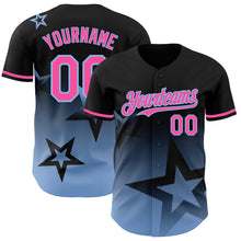 Load image into Gallery viewer, Custom Black Pink-Light Blue 3D Pattern Design Gradient Style Twinkle Star Authentic Baseball Jersey