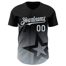 Load image into Gallery viewer, Custom Black Silver 3D Pattern Design Gradient Style Twinkle Star Authentic Baseball Jersey