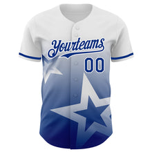 Load image into Gallery viewer, Custom White Royal 3D Pattern Design Gradient Style Twinkle Star Authentic Baseball Jersey