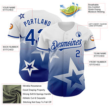 Load image into Gallery viewer, Custom White Royal 3D Pattern Design Gradient Style Twinkle Star Authentic Baseball Jersey