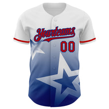 Load image into Gallery viewer, Custom White Red-Royal 3D Pattern Design Gradient Style Twinkle Star Authentic Baseball Jersey