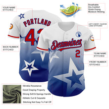 Load image into Gallery viewer, Custom White Red-Royal 3D Pattern Design Gradient Style Twinkle Star Authentic Baseball Jersey