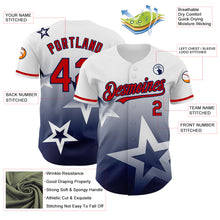 Load image into Gallery viewer, Custom White Red-Navy 3D Pattern Design Gradient Style Twinkle Star Authentic Baseball Jersey
