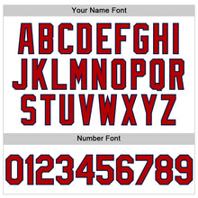 Load image into Gallery viewer, Custom White Red-Navy 3D Pattern Design Gradient Style Twinkle Star Authentic Baseball Jersey