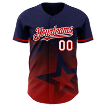 Load image into Gallery viewer, Custom Royal Red-White 3D Pattern Design Gradient Style Twinkle Star Authentic Baseball Jersey